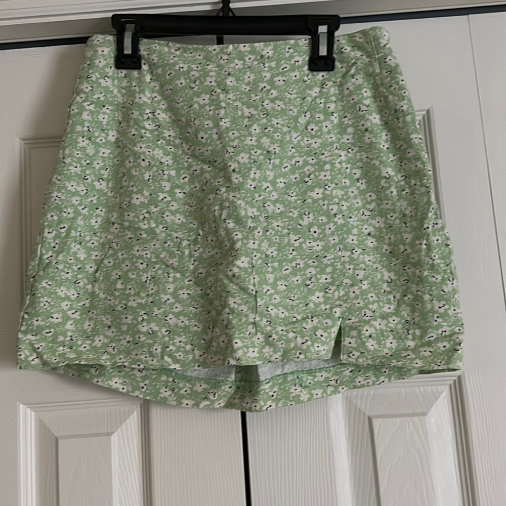 Green floral skirt